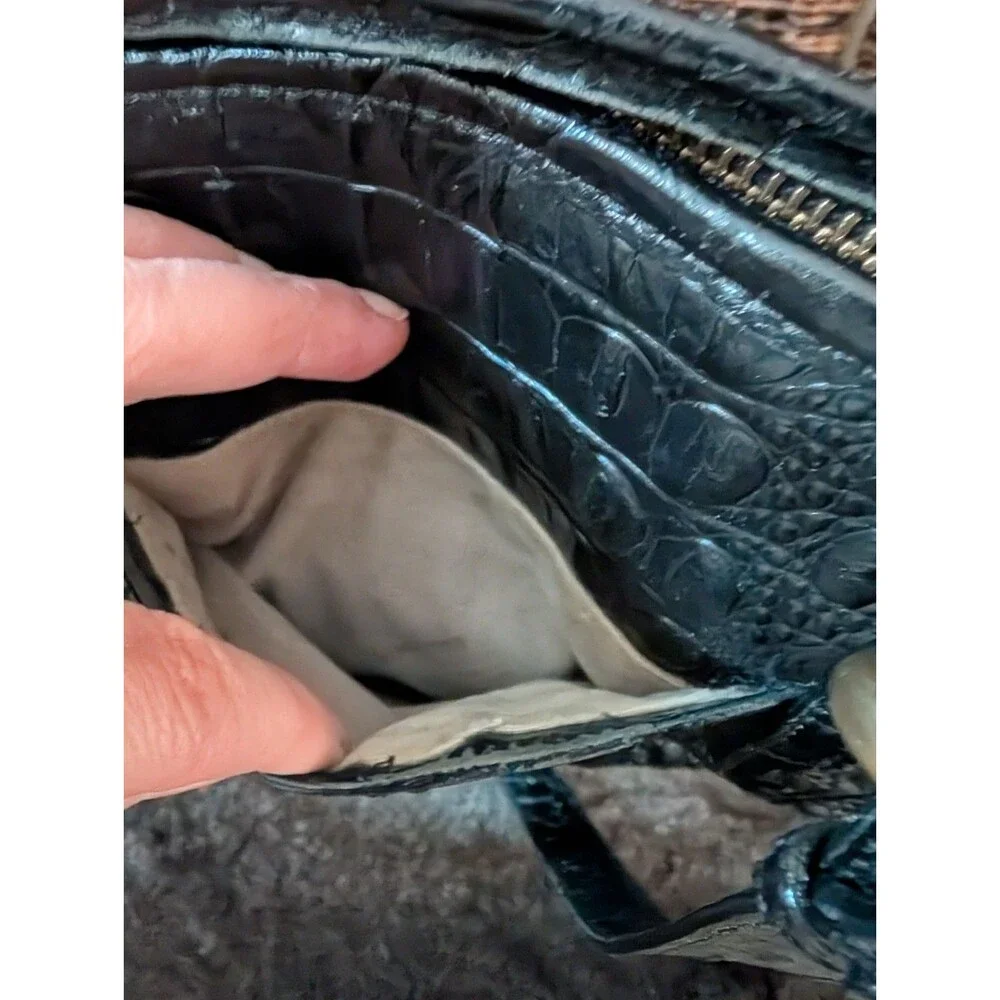 Brahmin Asher Medium Tote Bag Leather Croc Embossed Black Shoulder Purse Exotic